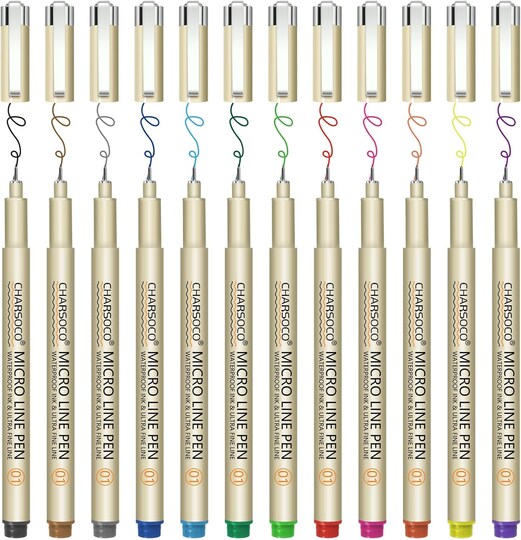 Fineliner penne, 12 Pezzi Nero Pigment Liner Micro Penne, Calligrafia Pennarelli, Fine Line Point per Schizzi Disegno Comic Manga Scrapbooking Fineliner penne, 12 Pezzi Nero Pigment Liner Micro Penne, Calligrafia Pennarelli, Fine Line Point per Schizzi Disegno Comic Manga Scrapbooking